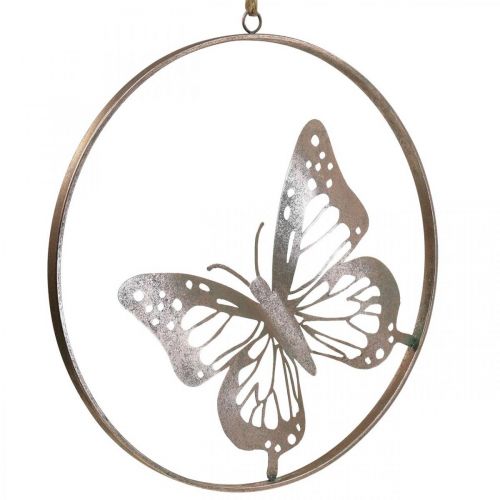 Article Décoration murale décoration papillon métal anneau rose Ø38cm