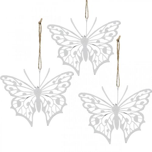 Décoration papillon à suspendre décoration métal vintage blanc 15×12cm 3pcs