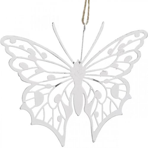 Article Décoration papillon à suspendre décoration métal vintage blanc 15×12cm 3pcs