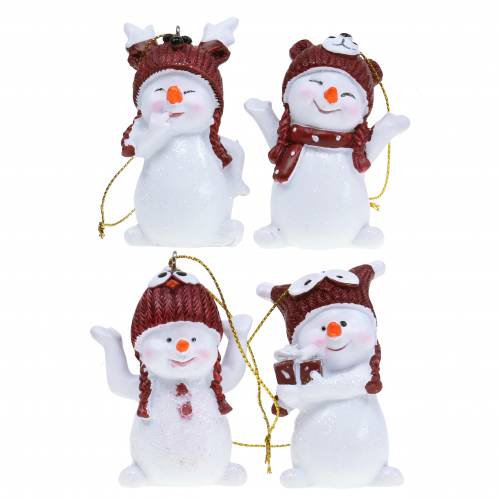 Floristik24 Décorations de sapin de Noël bonhomme de neige à accrocher 8cm 4pcs