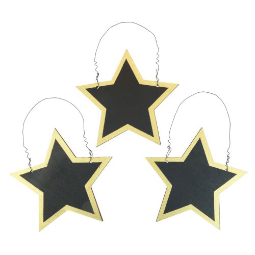 Cintres décoratifs étoiles en bois noir doré Noël Ø15cm 8 pcs