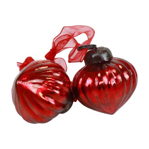 Article Décorations de Noël cintres décoratifs en verre verre rouge 3,5×4cm 12 pcs