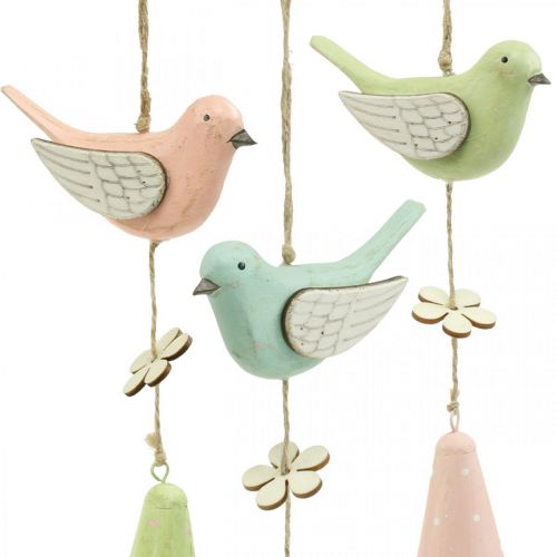 Floristik24 Oiseaux Déco Bois à suspendre Oiseau avec fleur Mobile H30cm 3pcs
