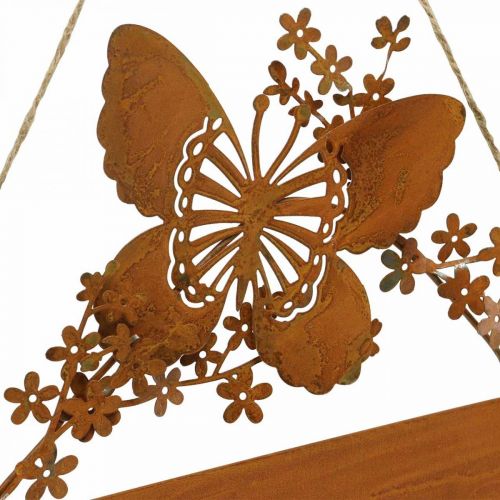 Floristik24 Panneau déco bienvenue à raccrocher look rouille 25×18/21cm 2pcs