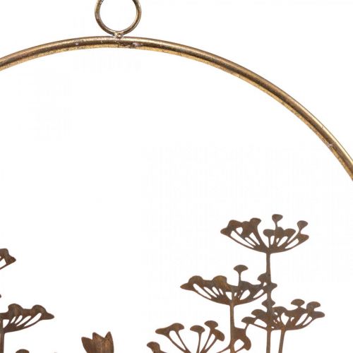 Décoration murale fleurs décoration métal à suspendre doré antique Ø38cm