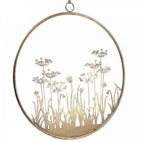 Floristik24 Décoration murale fleurs décoration métal à suspendre doré antique Ø38cm
