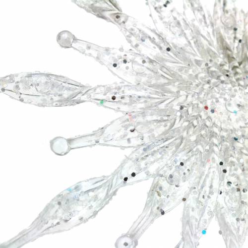 Floristik24 Flocon de neige à suspendre 11cm transparent, paillettes 12pcs
