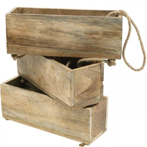 Floristik24 Bacs à plantes sur corde, étagère suspendue pour plantation, décoration bois couleurs naturelles L98cm l30cm