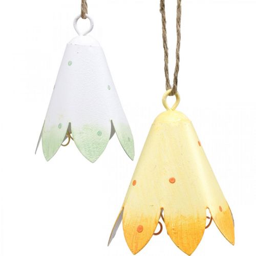 Fleurs à suspendre, décoration printanière, pendentif métal H7,5cm 4pcs