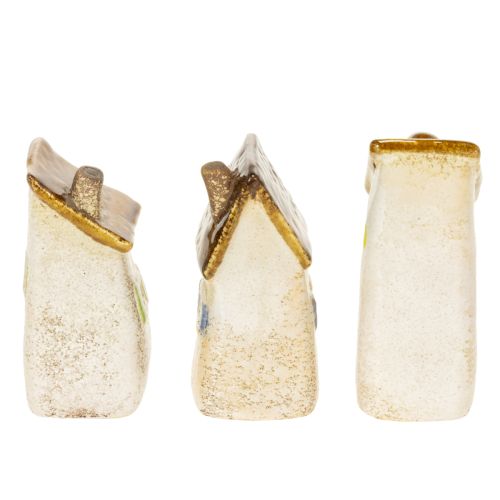 Article Petites maisons en céramique Pour décoration intérieure et pots de fleurs Idée cadeau 10 cm Lot de 3