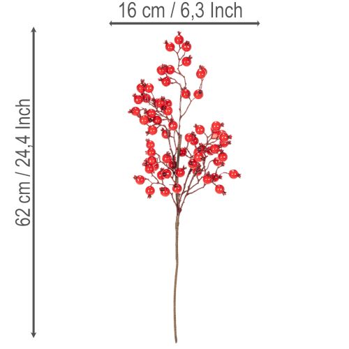 Branche de faux cynorrhodons avec baies brillantes 62 cm | Floristik24.fr