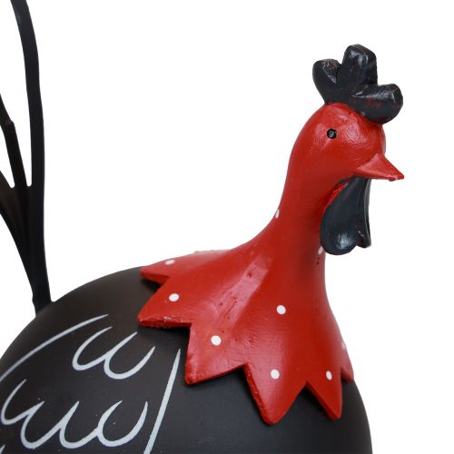 Article Coq décoration Pâques décoration métal poulet noir rouge H13,5cm
