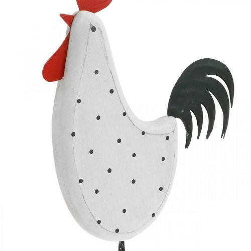Floristik24 Coq déco bois pointillé blanc figurine décorative Pâques H21cm 2pcs
