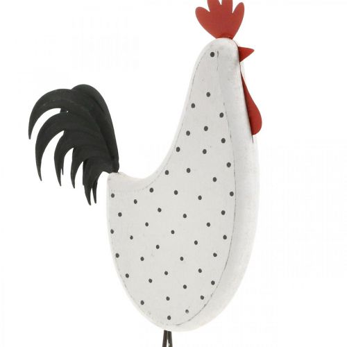 Floristik24 Coq déco bois pointillé blanc figurine décorative Pâques H30cm