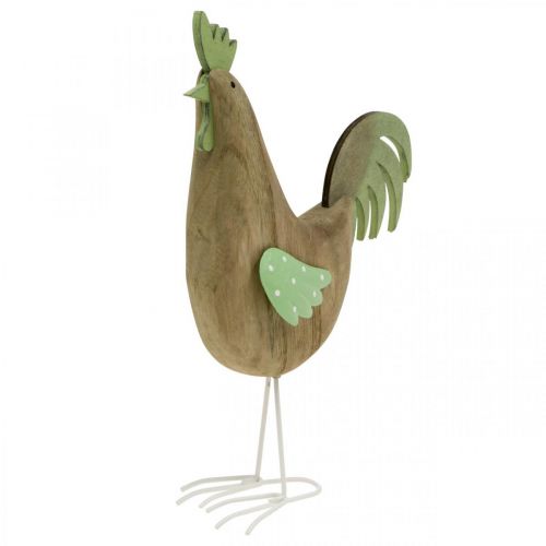 Figurine décorative coq bois, métal vert décoration de table Pâques H23cm | Floristik24.fr