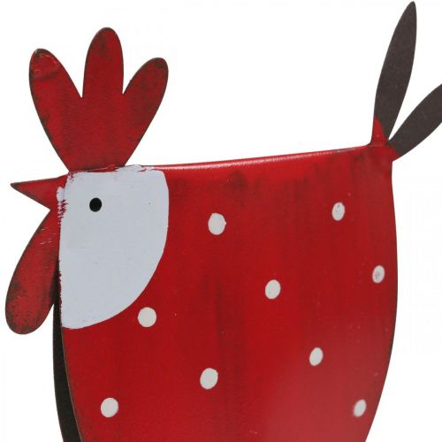 Floristik24 Coq Décoratif Métal Rouge, Blanc Décoration de Pâques H18,5cm Assortiment de 2pcs