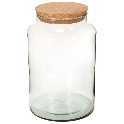 Flacon en verre recyclé avec bouchon en liège, 29 cm, ouverture de 13 cm