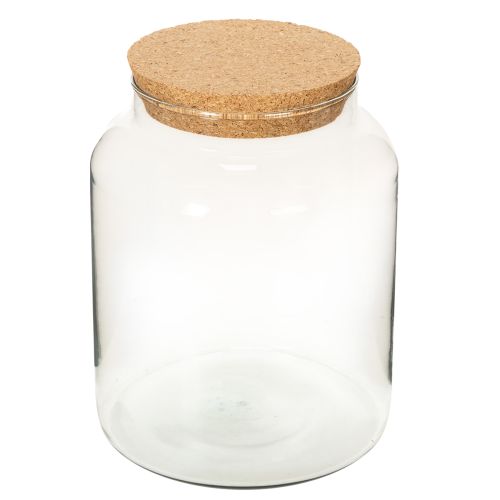 Flacon en verre recyclé avec bouchon en liège 24 cm transparent | Floristik24.fr