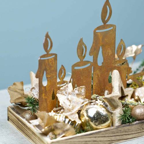 Floristik24 Plateau en bois bougie silhouette patine 35cm × 14cm
