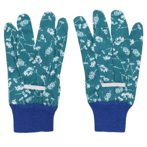 Gants de jardin en coton avec motif floral bleu Taille M | Floristik24.fr
