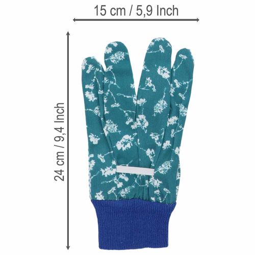 Gants de jardin en coton avec motif floral bleu Taille M | Floristik24.fr