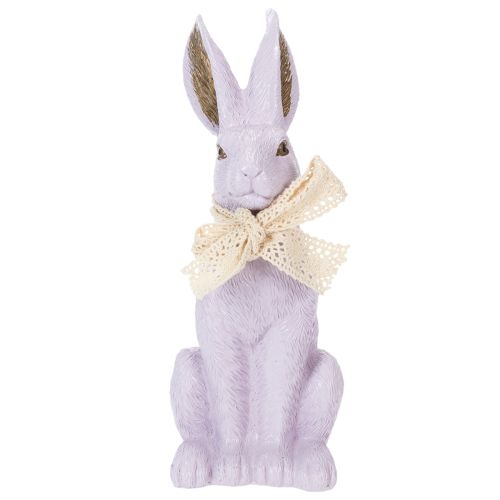 Article Figurine décorative de lapin de Pâques avec nœud pour une décoration de Pâques élégante à la maison, 27 cm