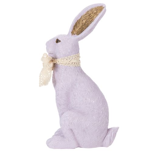 Article Figurine décorative de lapin de Pâques avec nœud pour une décoration de Pâques élégante à la maison, 27 cm