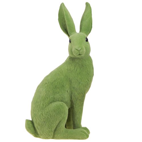 Floristik24 Décoration de lapin de Pâques assis vert lapin floqué 16 × 13 × 35 cm