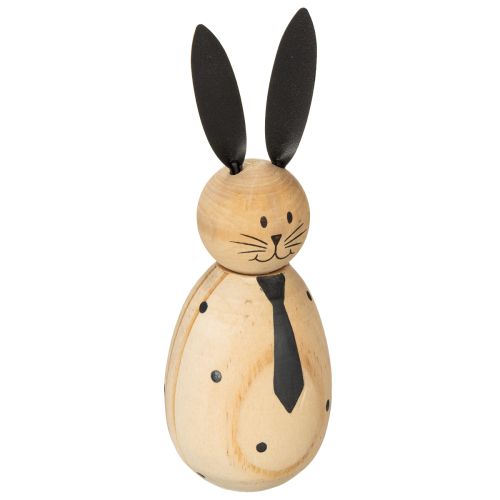 Figurine décorative lapin aspect bois pour une décoration apaisante et intemporelle, 15 cm, lot de 2