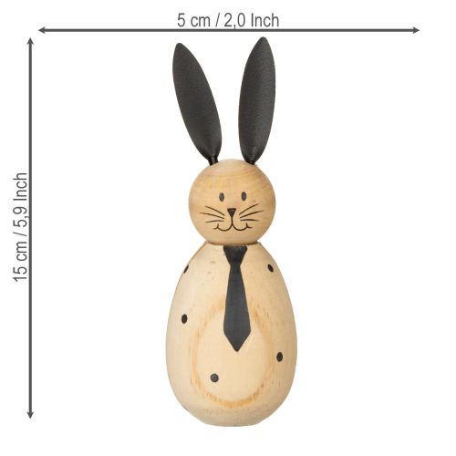 Article Figurine décorative lapin aspect bois pour une décoration apaisante et intemporelle, 15 cm, lot de 2