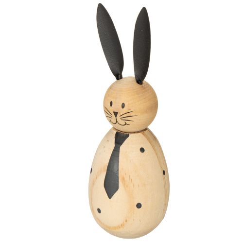 Article Figurine décorative lapin aspect bois pour une décoration apaisante et intemporelle, 15 cm, lot de 2