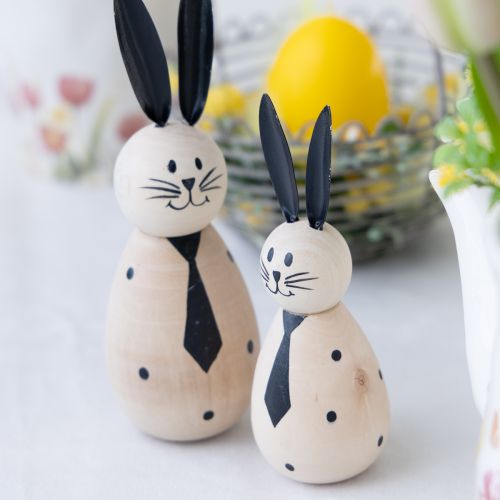 Article Figurine décorative de lapin en bois, idéale pour une décoration apaisante et intemporelle, 15 cm, lot de 2