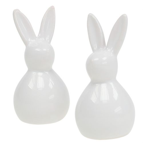 Lapin en céramique blanc 7,5cm 6pcs | Floristik24.fr