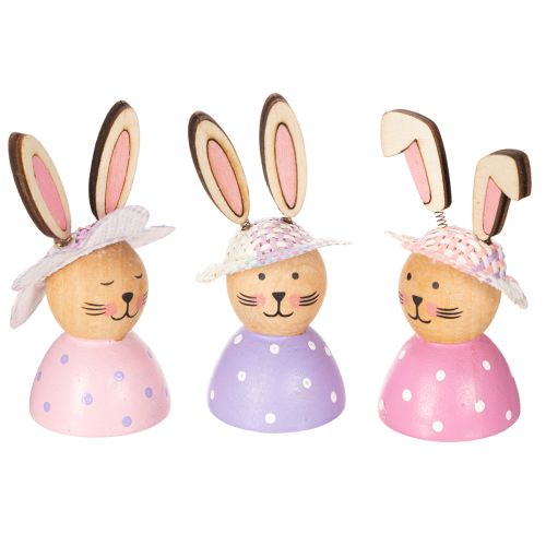 Décoration de table de Pâques printanière, lapins décoratifs avec chapeaux, 7 cm, lot de 9