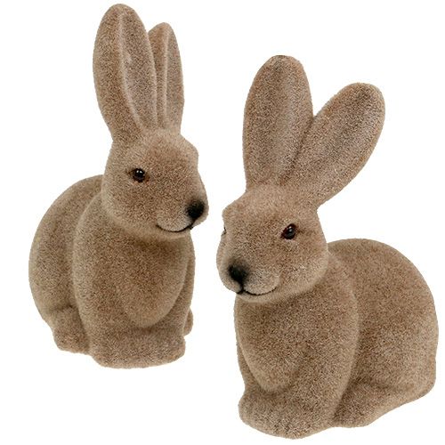 Floristik24 Lapin floqué marron 15.5cm 4pcs