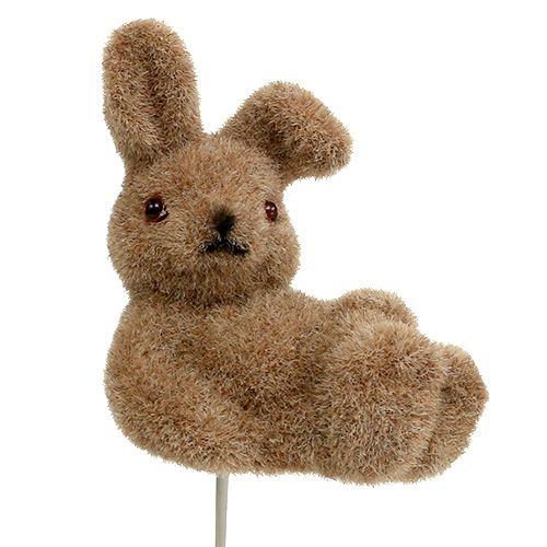 Article Lapin floqué sur fil marron 4cm - 6cm 12 pcs
