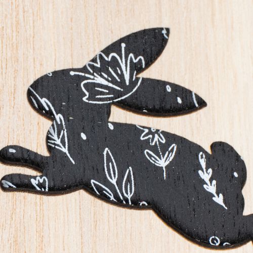 Article Œufs de Pâques en bois à suspendre, blancs et noirs, 10 cm, lot de 6