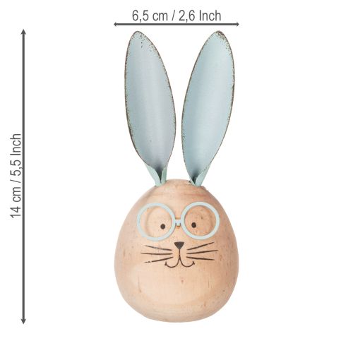 Article Figurines décoratives de lapins en bois avec visages pour une touche ludique sur les tables et les étagères, 14 cm, lot de 3