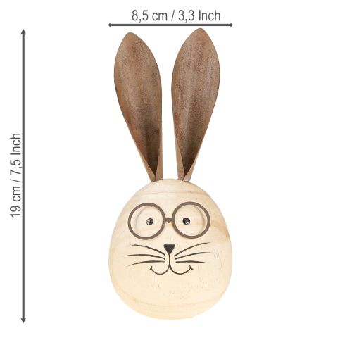 Article Lapin décoratif en bois et métal au design humoristique, un objet sympathique qui attire le regard, 19 cm, 2 pièces