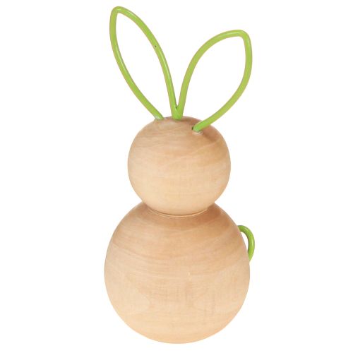 Article Figurine décorative de lapin en bois avec oreilles en fil de fer pour décorations de Pâques modernes, 11 cm, lot de 4