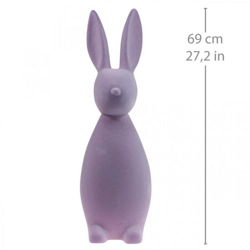 Floristik24 Lapin de Pâques décoratif – 2e choix – Lilas floqué H69 cm