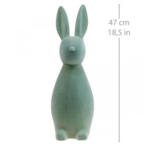 Floristik24 Lapin Décoratif Lapin de Pâques Décoratif – 2ème Choix – Floqué Gris-Vert H47cm