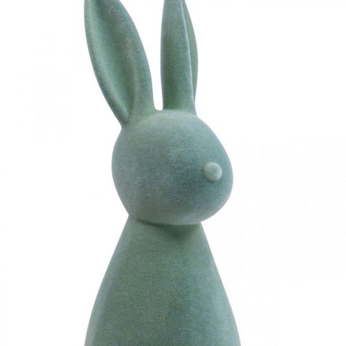 Article Lapin décoratif lapin de Pâques décoratif floqué gris-vert H47cm