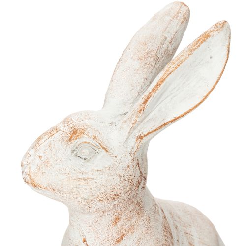 Article Lapin assis lapin décoratif pierre artificielle blanc marron 15,5x8,5x22cm