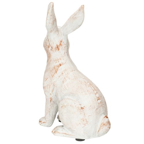 Article Lapin assis lapin décoratif pierre artificielle blanc marron 15,5x8,5x22cm