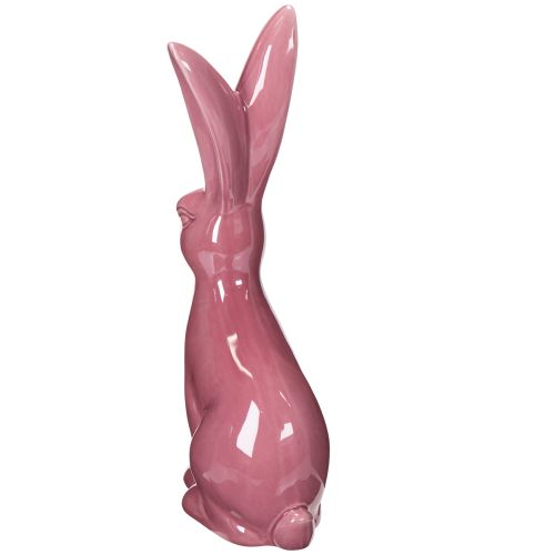 Article Figurine de lapin en céramique brillante, 37 cm, pour Pâques et le printemps.