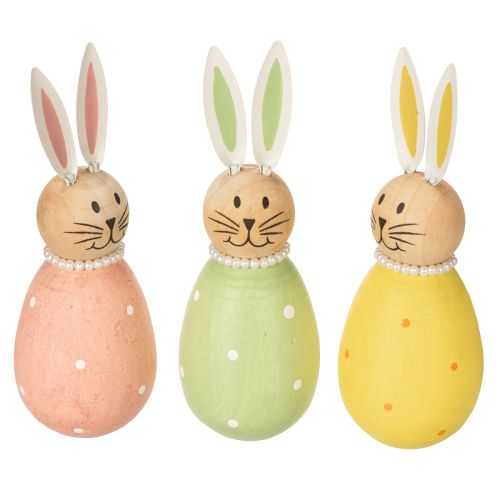 Figurines décoratives de lapins en forme d'œuf, pour une décoration printanière, 12 cm, lot de 3