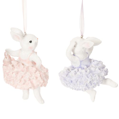 Article Pendentifs lapin ballerine, parfaits pour décorer les branches de Pâques ou le sapin de Noël, 12 cm, lot de 2