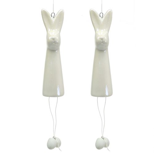Floristik24 Lapin à suspendre blanc 10cm 6pcs