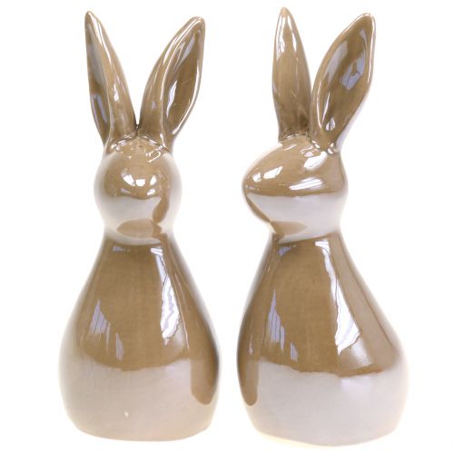 Floristik24 Déco Lapin Brun Nacre 15,5cm 2pcs